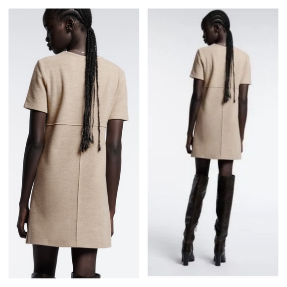ZARA Basic Soft Dress Light Camel - Picture 2 of 3